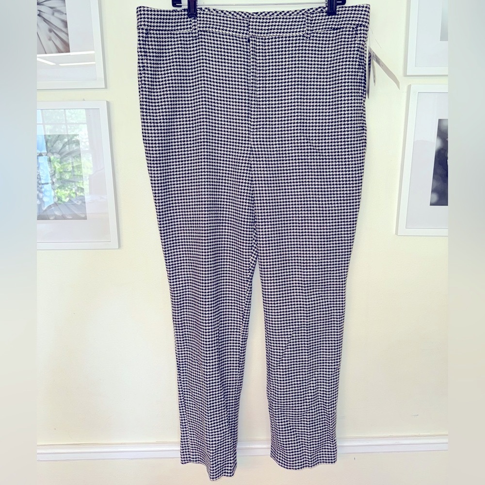 Ralph Lauren Black and White Houndstooth Cropped Trousers Size 16 NWT